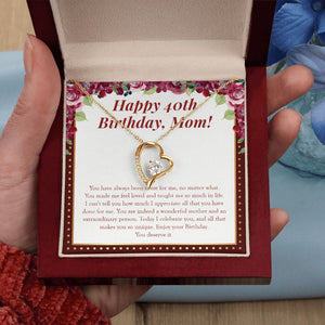 "Feel Loved And Taught" Mom 40th Birthday Necklace Gift From Daughter Son Forever Love Pendant Jewelry Box