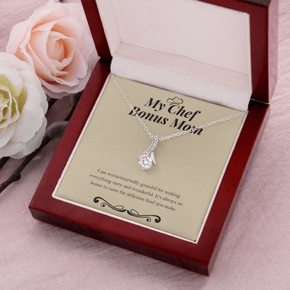 "Delicious Food You Make" Chef Bonus Mom Necklace Gift From Daughter Son Alluring Beauty Pendant Jewelry Box Birthday Christmas Valentines Thanksgiving
