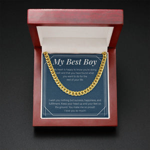 "I Wish You Success" Best Boy Son Necklace Gift From Mom Dad Cuban Link Chain Jewelry Box Graduation Christmas Thanksgiving New Year