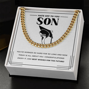 "Worked So Hard" Son Graduation Necklace Gift From Mom Dad Parents Cuban Link Chain Jewelry Box