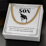 "Worked So Hard" Son Graduation Necklace Gift From Mom Dad Parents Cuban Link Chain Jewelry Box