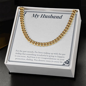 "Something Wonderful Is Gonna Happen" Husband Job Promotion Necklace Gift From Wife Cuban Link Chain Jewelry Box