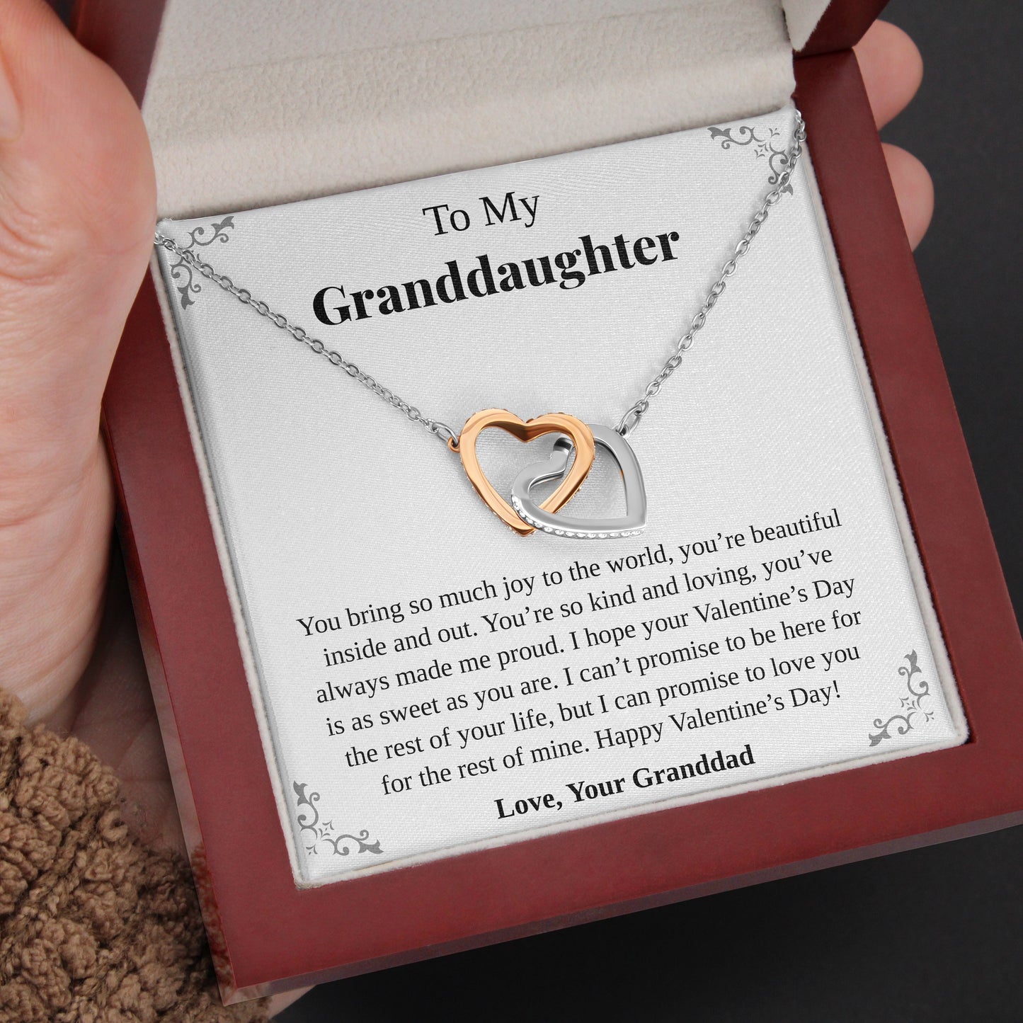Interlocking Hearts Necklace- To My Granddaughter "Eternal Love" Gift For Granddaughter For Birthday