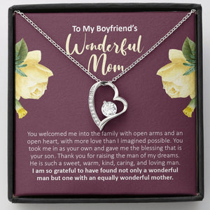 "Equally Wonderful" Boyfriend's Mom Necklace Gift Forever Love Pendant Jewelry Box Birthday Wedding Christmas Thanksgiving