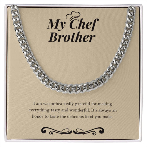 "Delicious Food You Make" Chef Brother Necklace Gift From Sister Sibling Cuban Link Chain Jewelry Box Birthday Christmas Valentines Thanksgiving