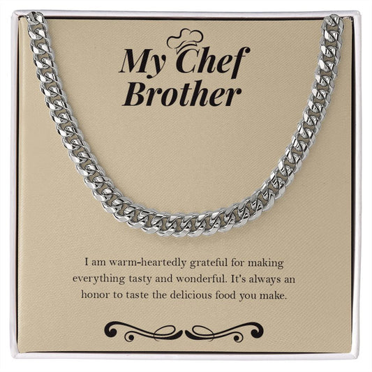 "Delicious Food You Make" Chef Brother Necklace Gift From Sister Sibling Cuban Link Chain Jewelry Box Birthday Christmas Valentines Thanksgiving