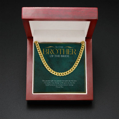 "Our Paths May Change" Brother of the Bride Wedding Day Necklace Gift Cuban Link Chain Jewelry Box
