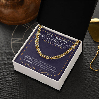"How Lucky You Are" Wonderful Brother In Law 20th Wedding Anniversary Necklace Gift From Sister-In-Law Brother-In-Law Cuban Link Chain Jewelry Box