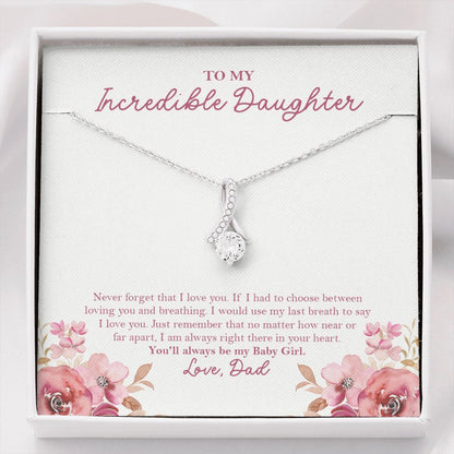 "Near Or Far Apart" Incredible Daughter Necklace Gift From Mom Dad Alluring Beauty Pendant Jewelry Box