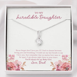 "Near Or Far Apart" Incredible Daughter Necklace Gift From Mom Dad Alluring Beauty Pendant Jewelry Box