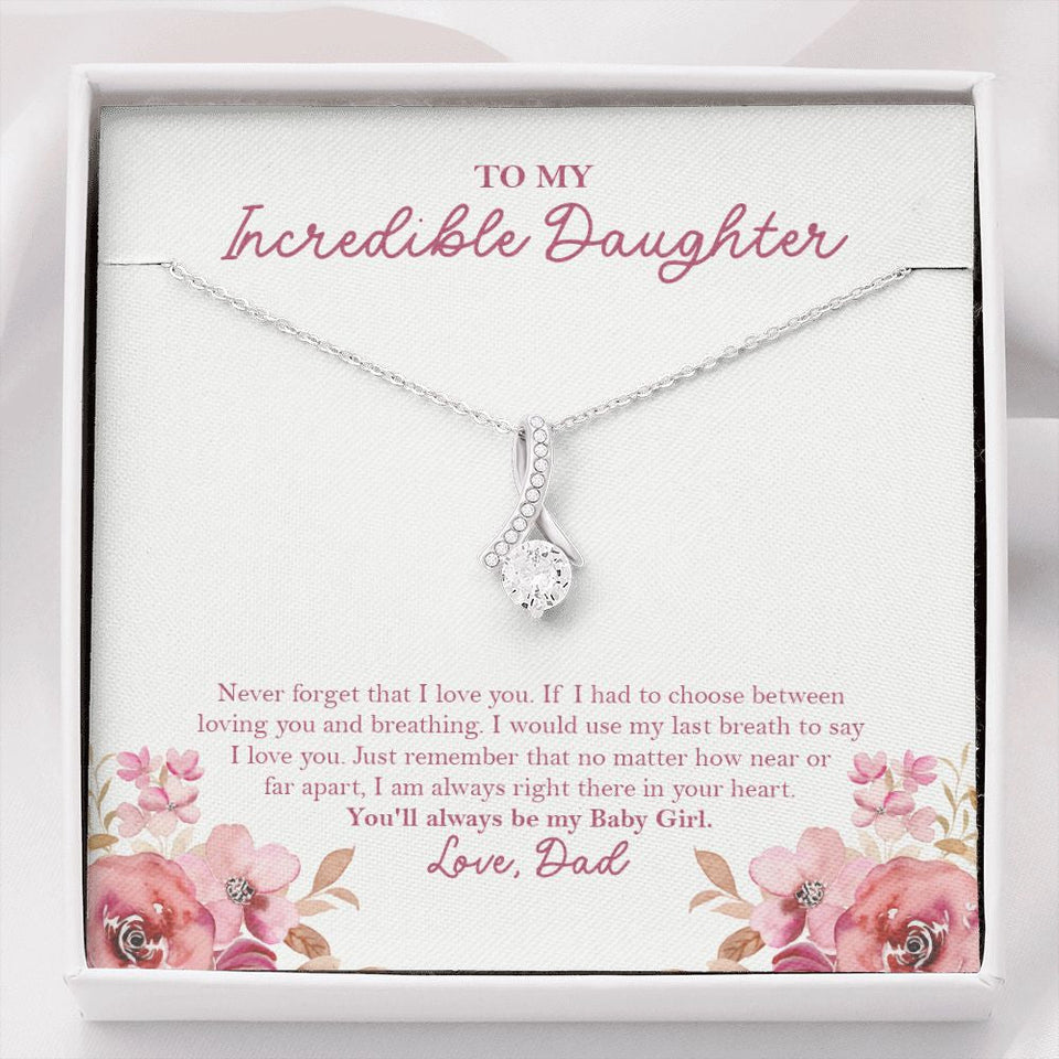 "Near Or Far Apart" Incredible Daughter Necklace Gift From Mom Dad Alluring Beauty Pendant Jewelry Box