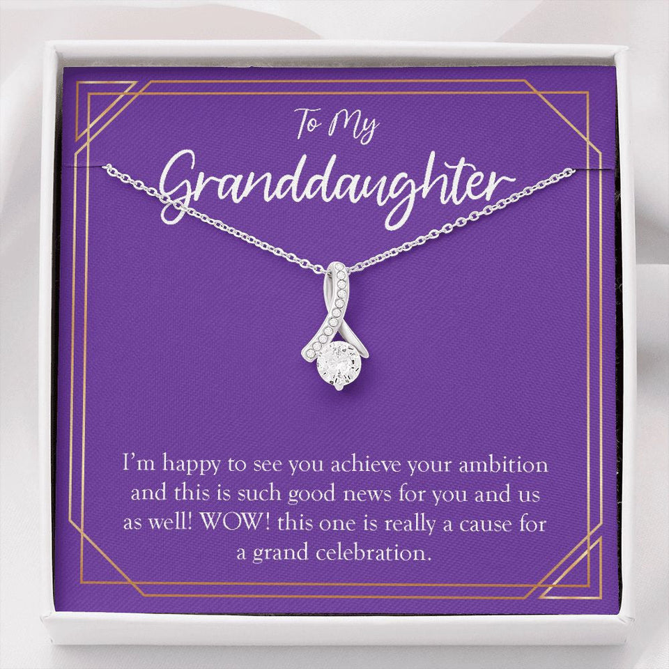 "Achieve Your Ambition" Granddaughter Job Promotion Necklace Gift From Grandma Grandson Alluring Beauty Pendant Jewelry Box