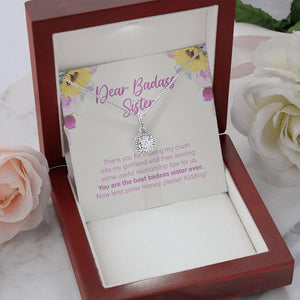 "Best Relationship Tips" Badass Sister Necklace Gift From Sis Brother Eternal Hope Pendant Jewelry Box Birthday Christmas Wedding Graduation