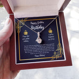 "Happiness, Joy, and Love" Golden Birthday Necklace Gift From Daughter Son Friends Co-Worker Alluring Beauty Pendant Jewelry Box