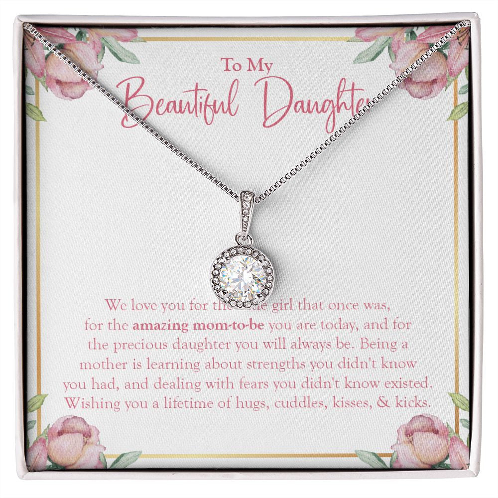 "Amazing Mom-To-Be" Beautiful Pregnant Daughter Necklace Gift From Mom Dad Eternal Hope Pendant Jewelry Box Baby Shower