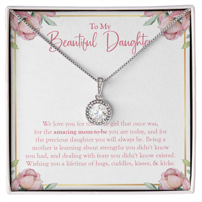 "Amazing Mom-To-Be" Beautiful Pregnant Daughter Necklace Gift From Mom Dad Eternal Hope Pendant Jewelry Box Baby Shower