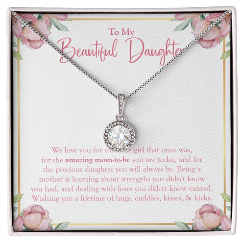 "Amazing Mom-To-Be" Beautiful Pregnant Daughter Necklace Gift From Mom Dad Eternal Hope Pendant Jewelry Box Baby Shower