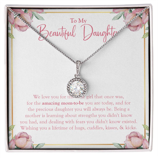"Amazing Mom-To-Be" Beautiful Pregnant Daughter Necklace Gift From Mom Dad Eternal Hope Pendant Jewelry Box Baby Shower