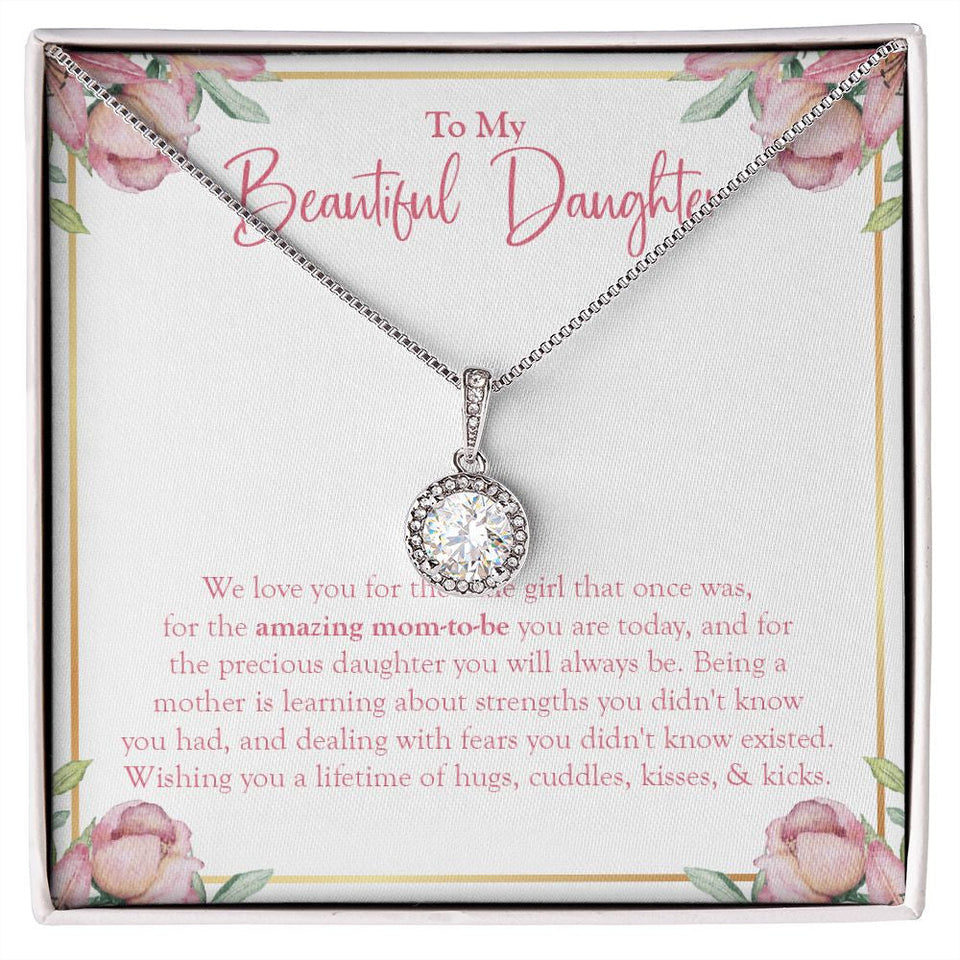 "Amazing Mom-To-Be" Beautiful Pregnant Daughter Necklace Gift From Mom Dad Eternal Hope Pendant Jewelry Box Baby Shower