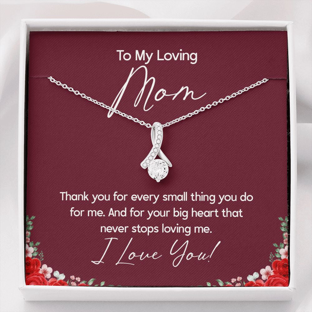 "Small Things Big Heart" Loving Mom Necklace Gift From Daughter Son Alluring Beauty Pendant Jewelry Box Mothers Day Birthday Christmas Valentines
