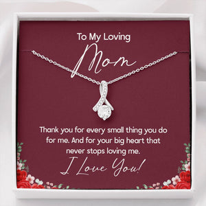 "Small Things Big Heart" Loving Mom Necklace Gift From Daughter Son Alluring Beauty Pendant Jewelry Box Mothers Day Birthday Christmas Valentines