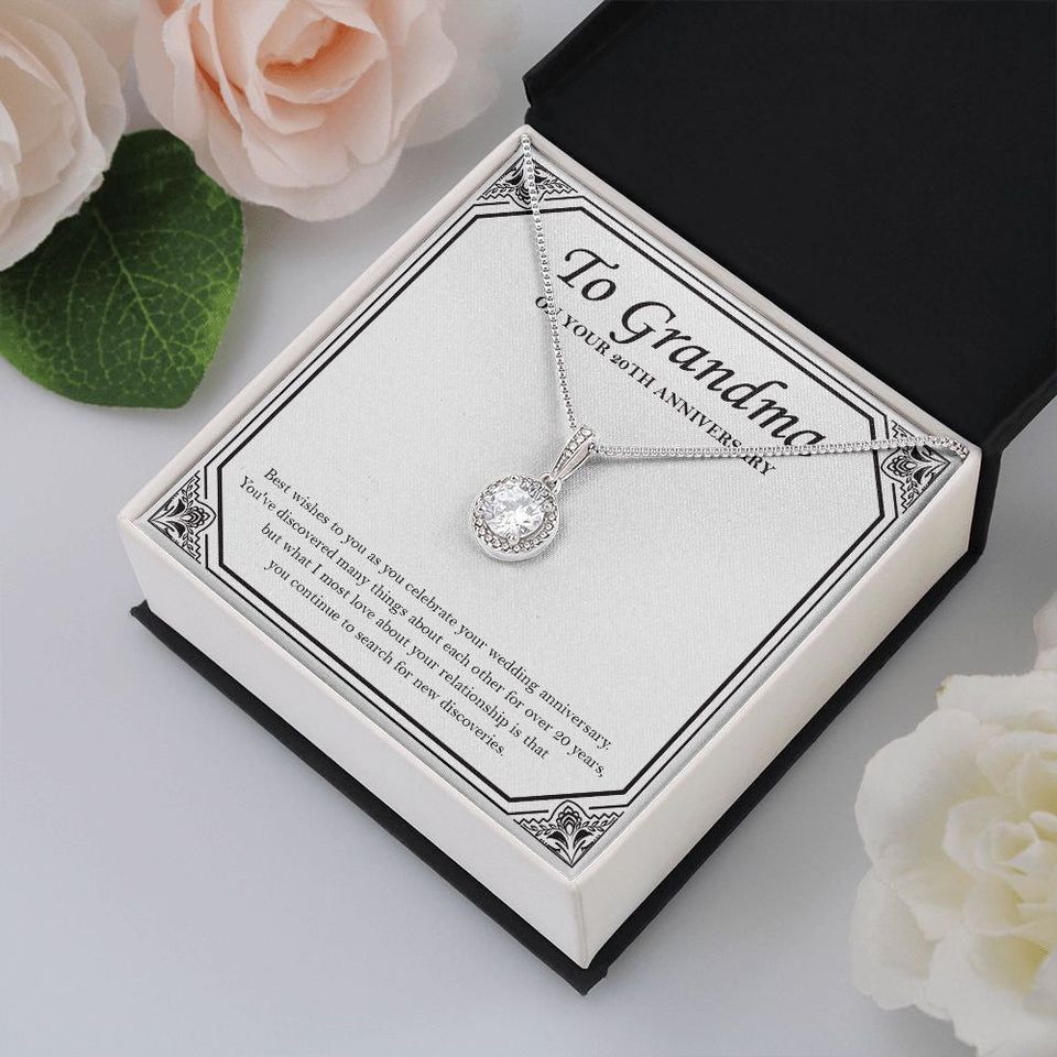 "New Discoveries Each Years" Grandma 20th Wedding Anniversary Necklace Gift From Granddaughter Grandson Eternal Hope Pendant Jewelry Box
