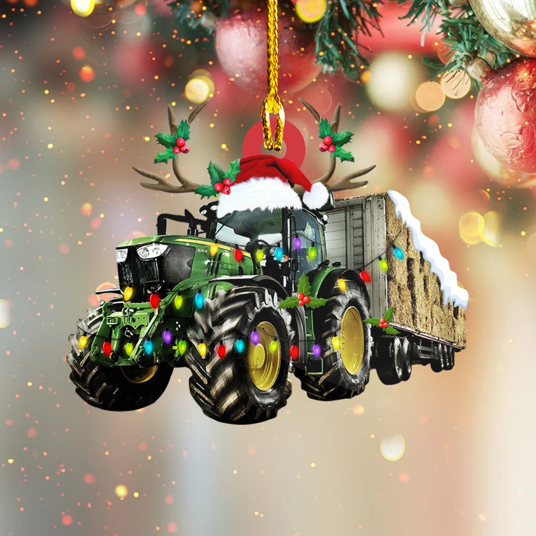 Godmerch- Ornament - Farmer - Tractor Custom Shaped Flat Ornament, Ornament Christmas, Home Decor