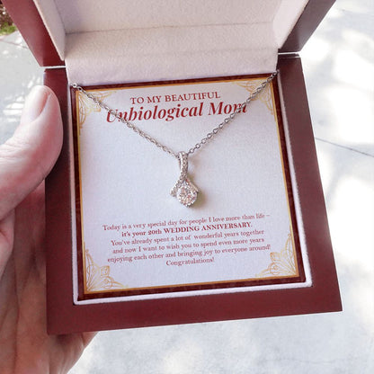 "More Years To Spend" Beautiful Unbiological Mom 20th Wedding Anniversary Necklace Gift From Daughter Son Alluring Beauty Pendant Jewelry Box