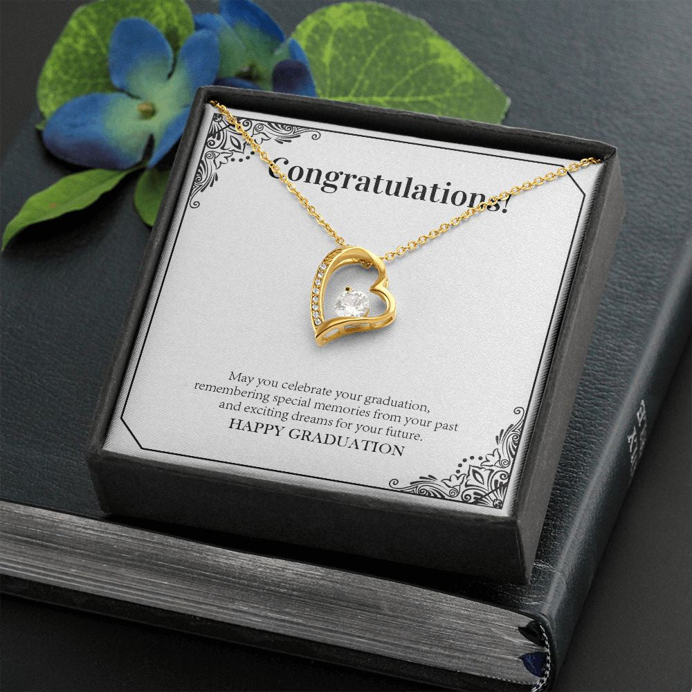 "Remembering Special Moments" Graduation Necklace Gift From Parents Grandparents Friends Family Teachers Forever Love Pendant Jewelry Box