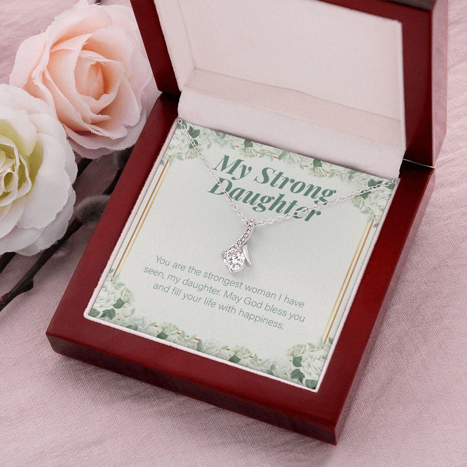 "Strongest Woman I Have Seen" Strong Daughter Necklace Gift From Mom Dad Alluring Beauty Pendant Jewelry Box Birthday Christmas Thanksgiving Graduation