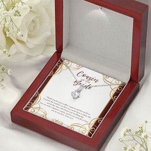 "Endless Support" Cousin of the Bride Wedding Necklace Gift Alluring Beauty Pendant Jewelry Box