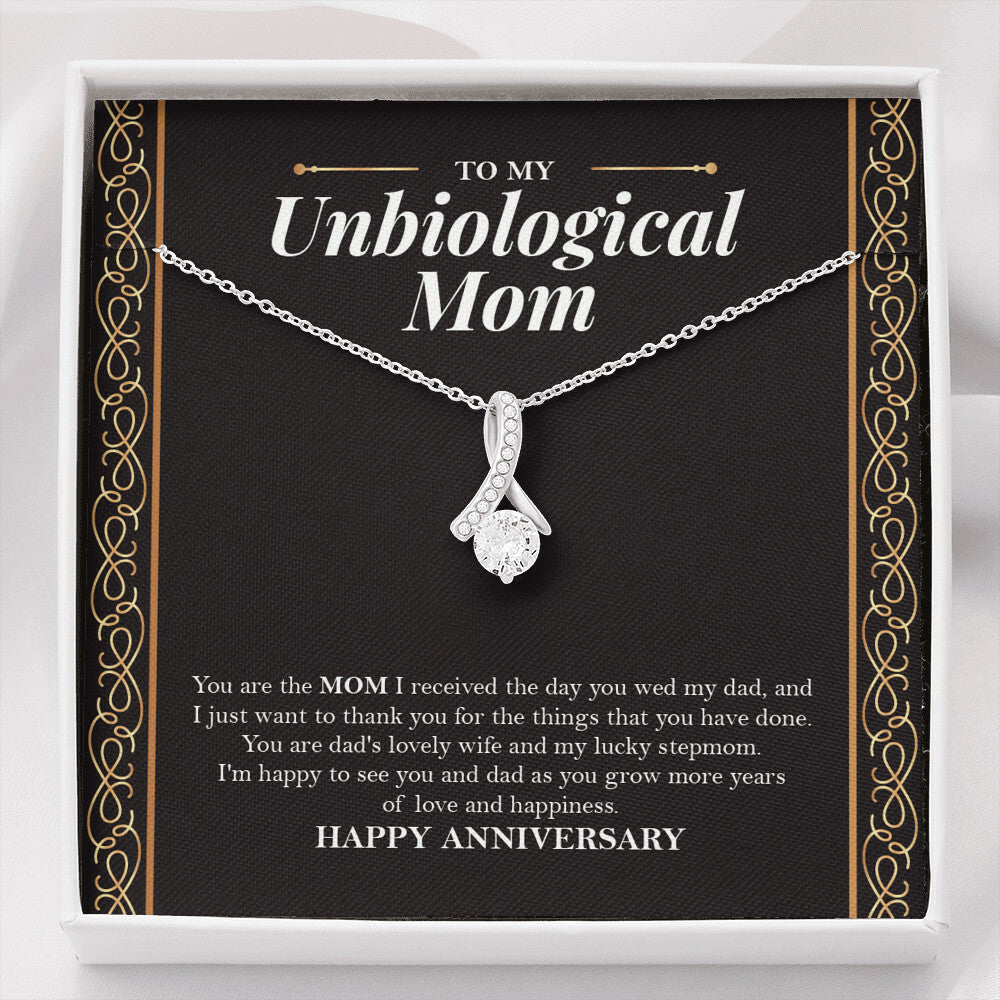 "Grow More Years Of Love" Unbiological Mom Wedding Anniversary Necklace Gift From Daughter Son Alluring Beauty Pendant Jewelry Box