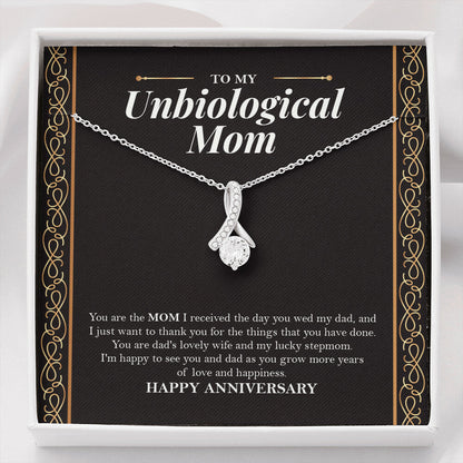 "Grow More Years Of Love" Unbiological Mom Wedding Anniversary Necklace Gift From Daughter Son Alluring Beauty Pendant Jewelry Box