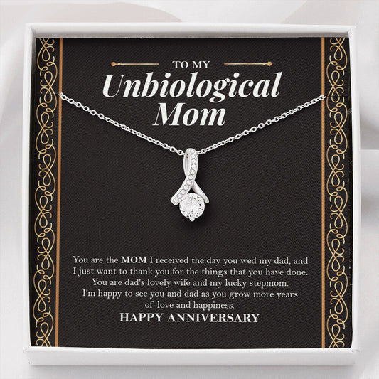 "Grow More Years Of Love" Unbiological Mom Wedding Anniversary Necklace Gift From Daughter Son Alluring Beauty Pendant Jewelry Box