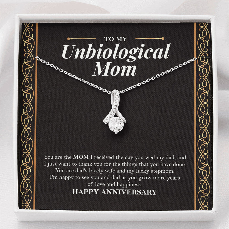 "Grow More Years Of Love" Unbiological Mom Wedding Anniversary Necklace Gift From Daughter Son Alluring Beauty Pendant Jewelry Box
