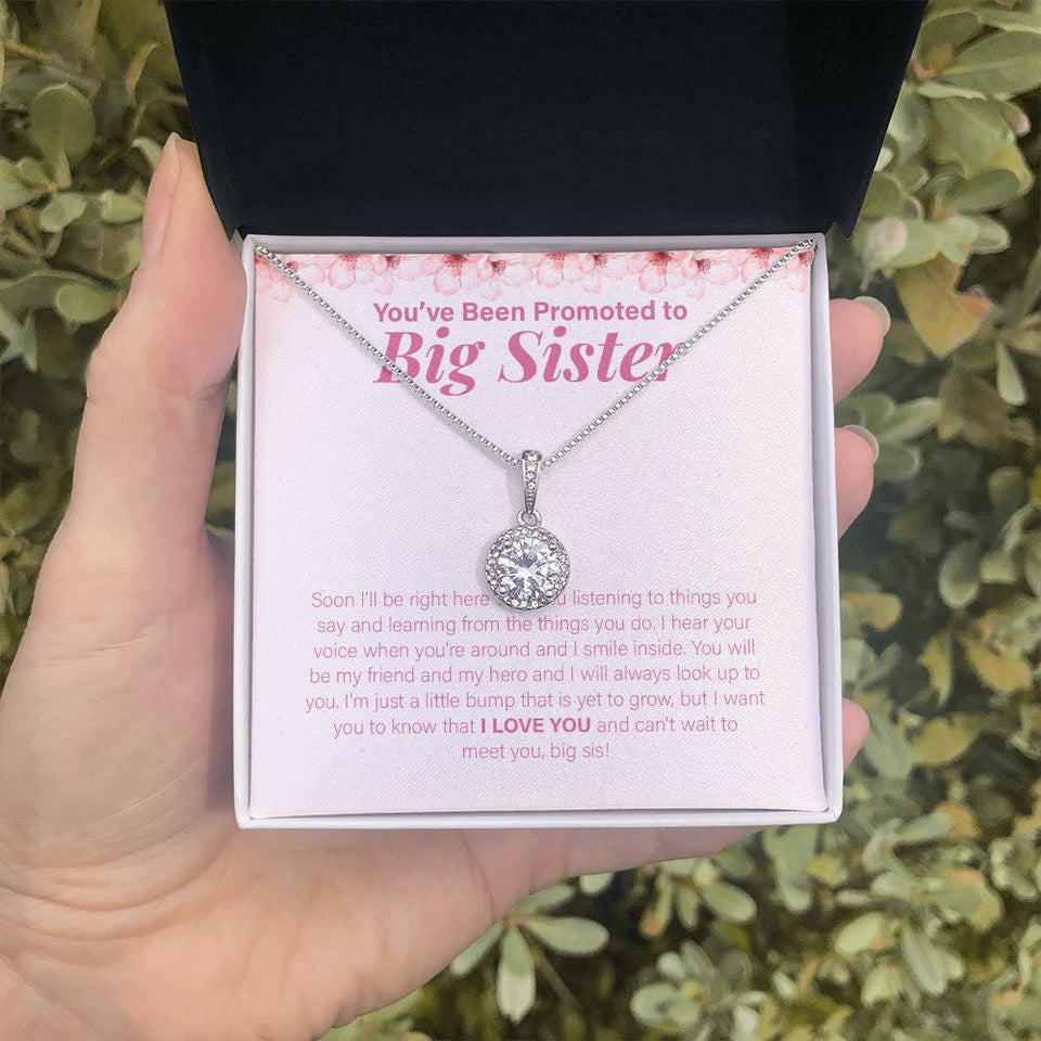 "My Friend And Hero" Promoted To Big Sister Necklace Gift From Future Sibling Eternal Hope Pendant Jewelry Box Baby Shower Gender Reveal