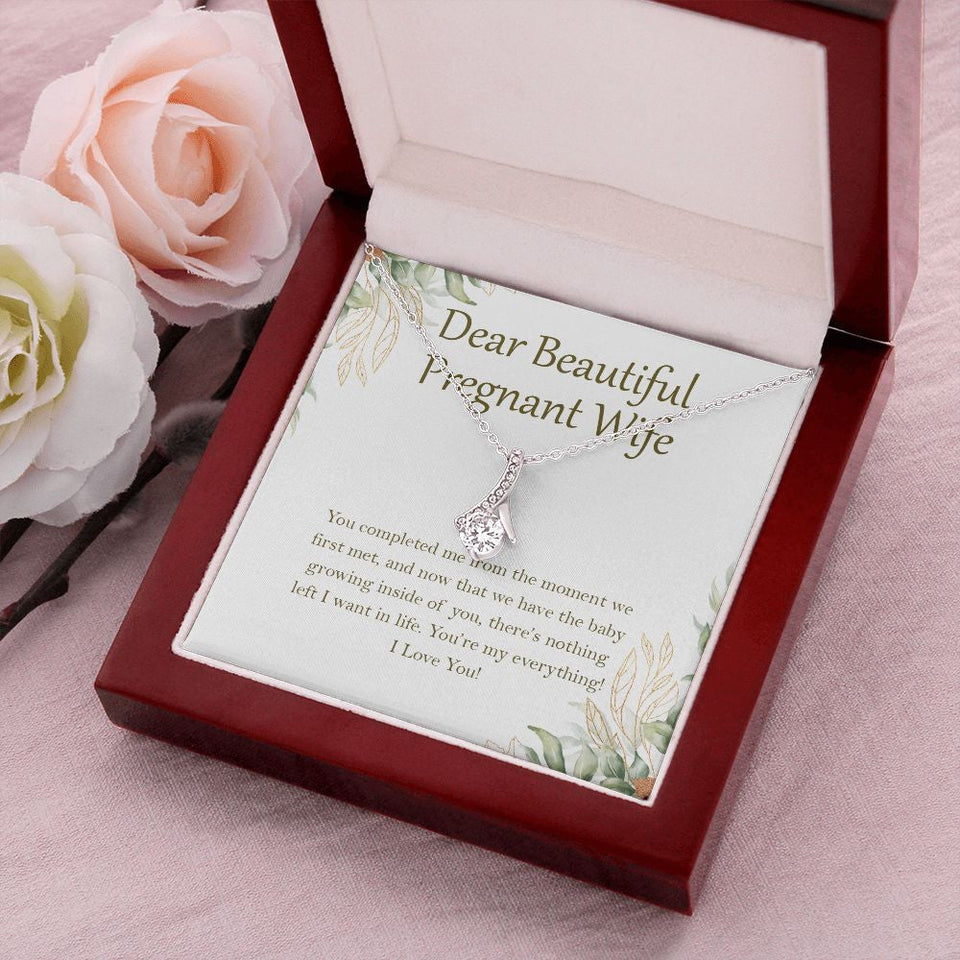 "You're My Everything" Beautiful Pregnant Wife Necklace Gift From Husband Alluring Beauty Pendant Jewelry Box Baby Shower Valentines Christmas Birthday
