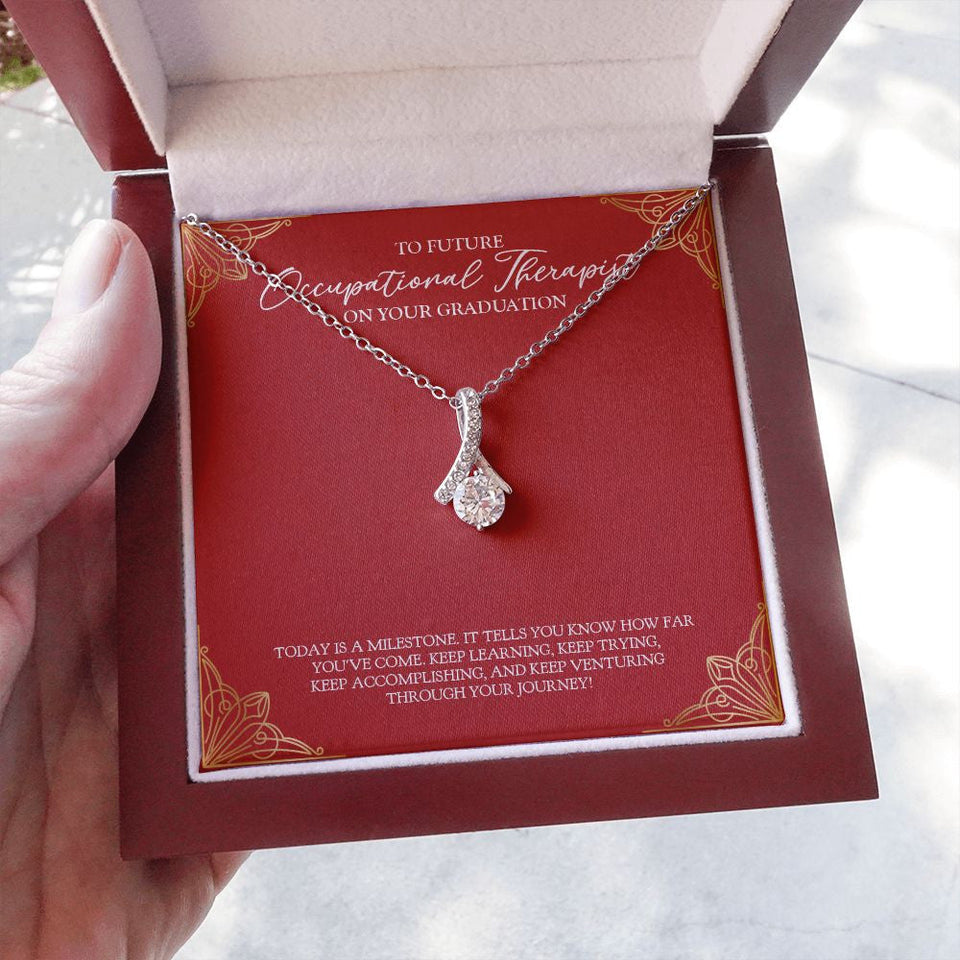 "Today Is A Milestone" Future Occupational Therapist Graduation Necklace Gift From Bestfriend Mom Dad Teacher Sister Brother Alluring Beauty Pendant Jewelry Box