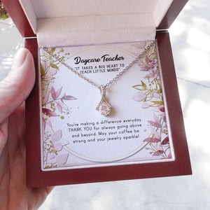 "Teach Little Minds" Daycare Teacher Necklace Gift From Parents Co-Teachers Co-Worker Alluring Beauty Pendant Jewelry Box Birthday Teachers Day Thanksgiving