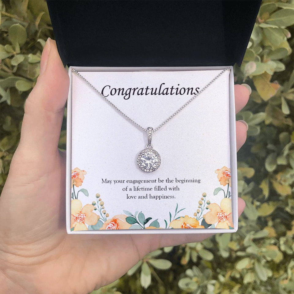 "Beginning Of A Lifetime" Engagement Necklace Gift From Mom Dad Bestfriend Grandma Grandpa Sister Brother Co-worker Eternal Hope Pendant Jewelry Box