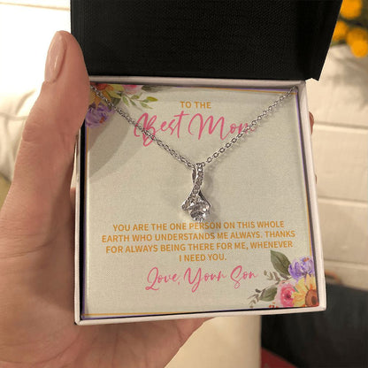 "Who understand me" Best Mom Necklace Gift From Son Daughter Alluring Beauty Pendant Jewelry Box Thanksgiving Birthday Christmas Mothers Day