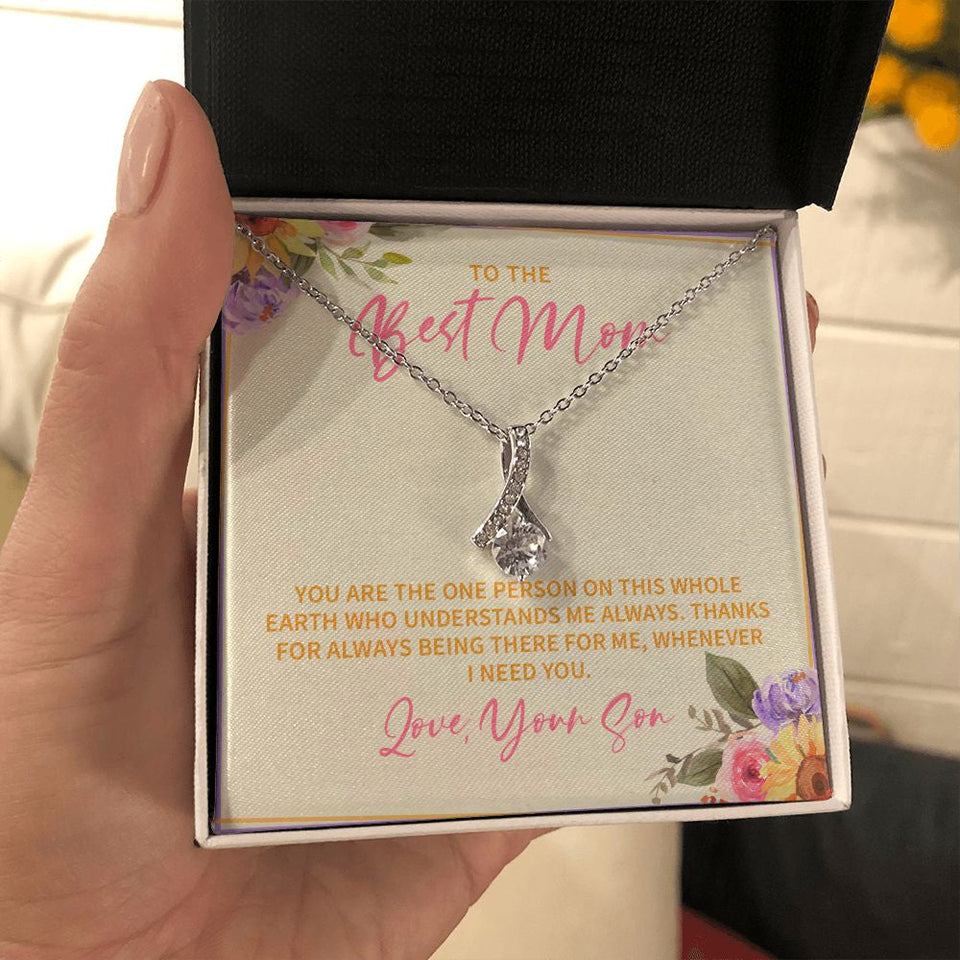 "Who understand me" Best Mom Necklace Gift From Son Daughter Alluring Beauty Pendant Jewelry Box Thanksgiving Birthday Christmas Mothers Day