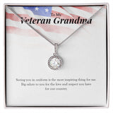 "Big Salute To You" Veteran Grandma Necklace Gift From Granddaughter Grandson Eternal Hope Pendant Jewelry Box Veterans Day Deployment Thanksgiving