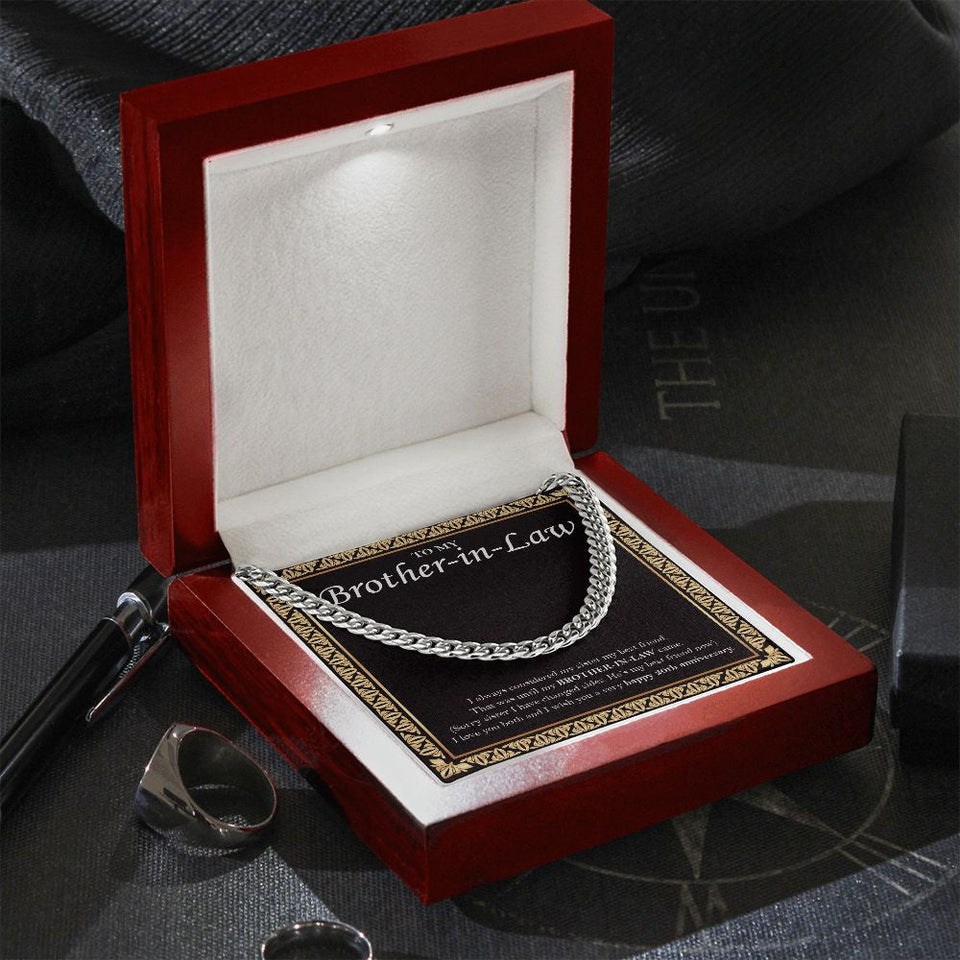 "My Sister My Bestfriend" Brother In Law 20th Wedding Anniversary Necklace Gift From Sister-In-Law Brother-In-Law Cuban Link Chain Jewelry Box