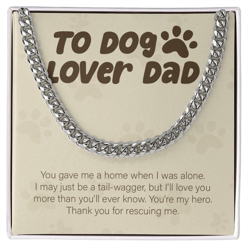 "You Gave Me Home" Dog Lover Dad Necklace Gift From Fur Baby Cuban Link Chain Jewelry Box Birthday Christmas Thanksgiving