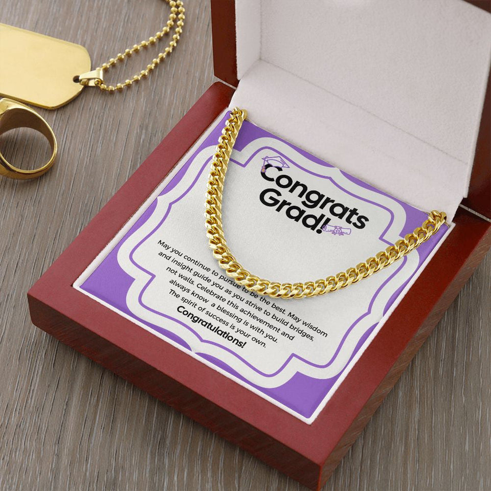 "Pursue To Be The Best" Graduation Necklace Gift From Family Parents Friends Teachers Cuban Link Chain Jewelry Box