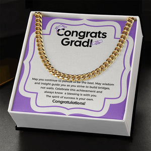 "Pursue To Be The Best" Graduation Necklace Gift From Family Parents Friends Teachers Cuban Link Chain Jewelry Box