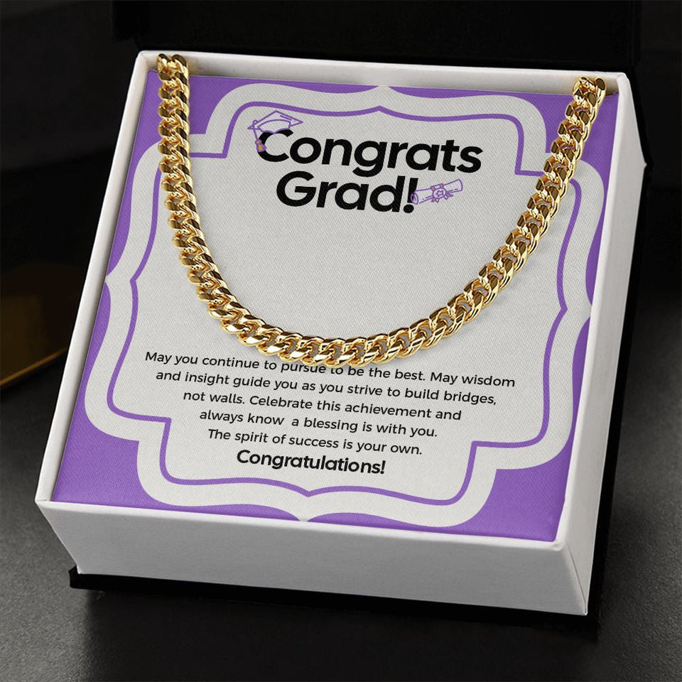 "Pursue To Be The Best" Graduation Necklace Gift From Family Parents Friends Teachers Cuban Link Chain Jewelry Box