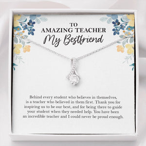 "Behind Every Student" Amazing Teacher Bestfriend Necklace Gift From BFF Bestie Soul Sister Alluring Beauty Pendant Jewelry Box Promotion Teachers Day Retirement Birthday
