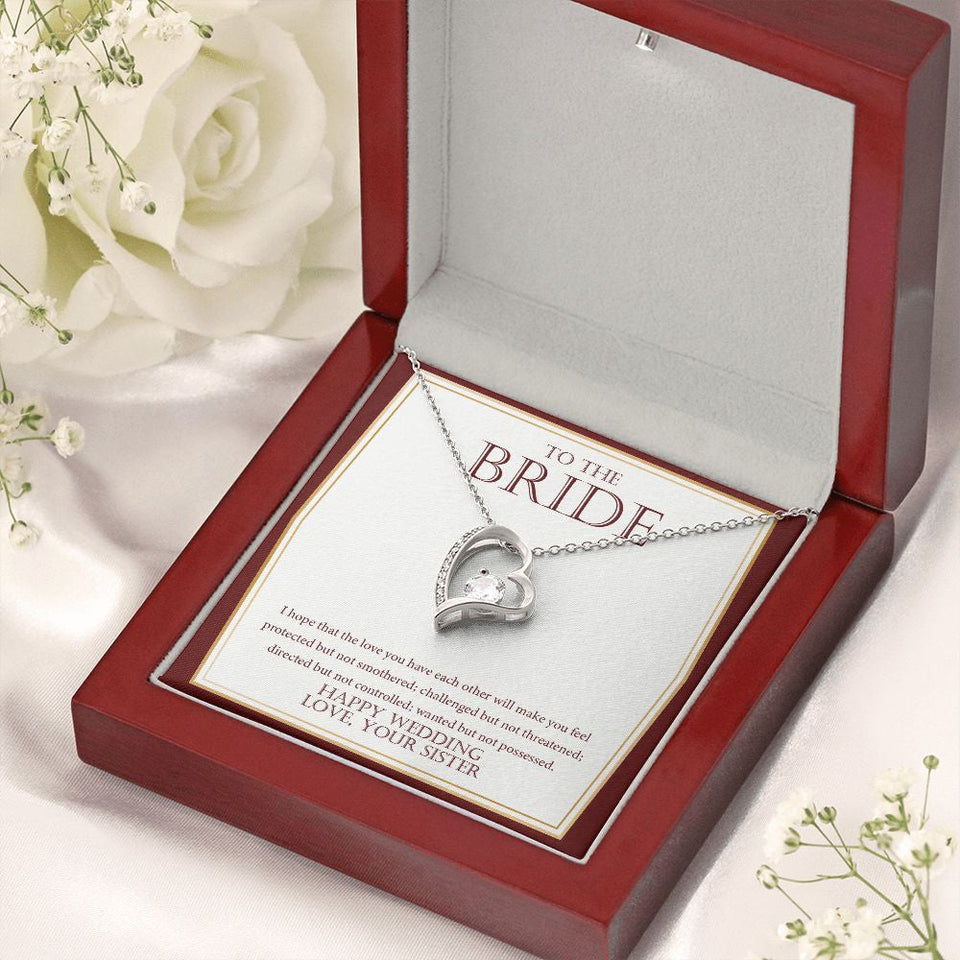 "Wanted But Not Possessed" Bride Wedding Day Necklace Gift From Sister Forever Love Pendant Jewelry Box